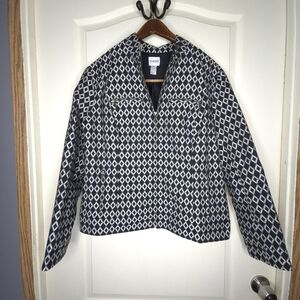 Chicos Women's Size 2 Black and White Diamond Zip-Up Jacket